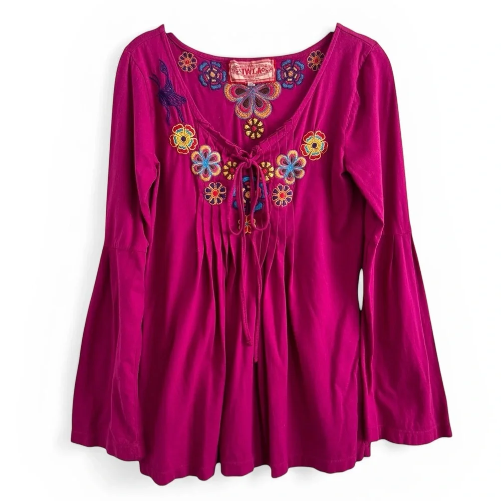 JWLA JOHNNY WAS PINK EMBROIDERED BOHO TOP SZ S - Picture 6 of 11